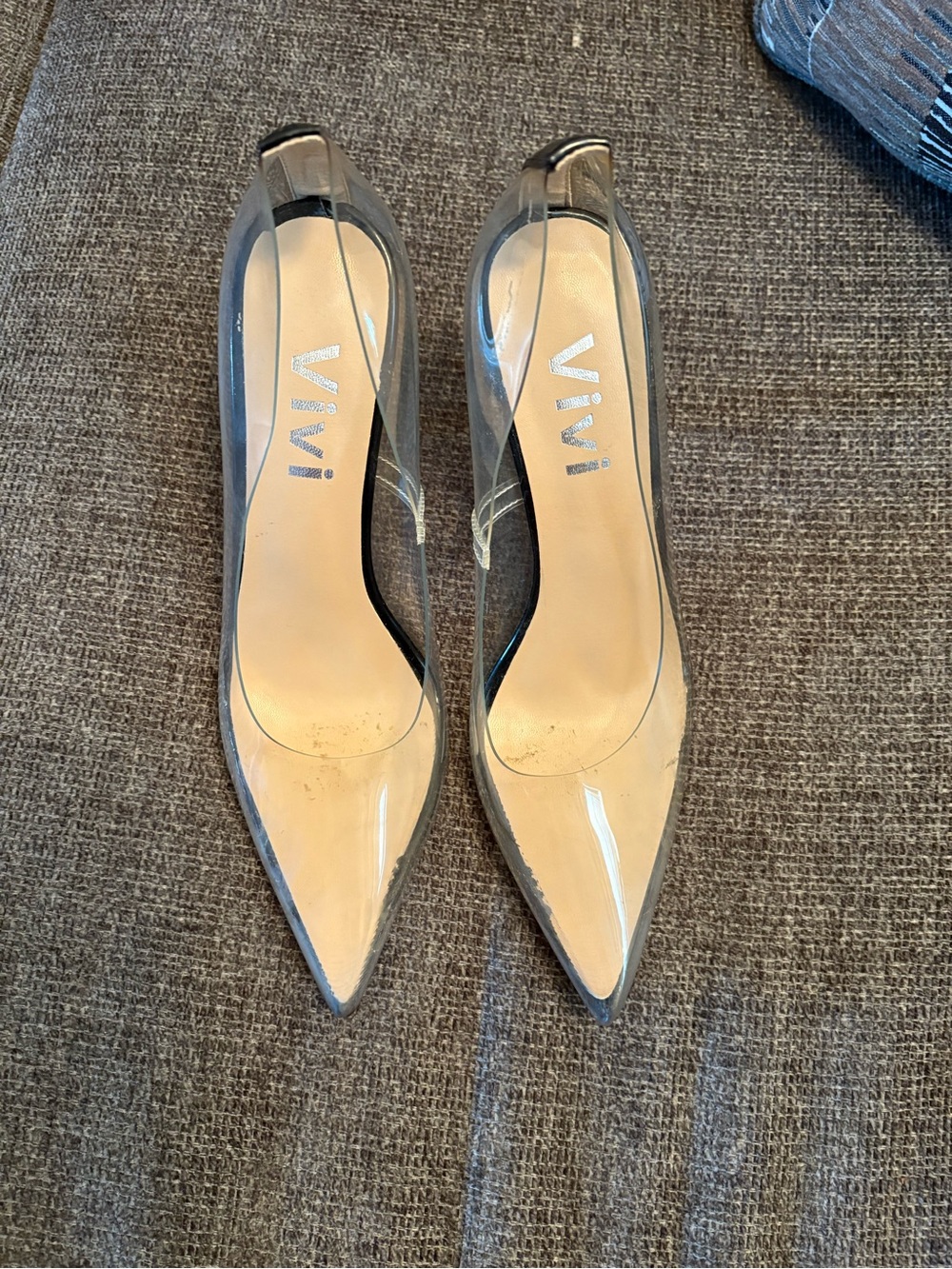 ViVI Nude Patent Pointed-Toe Pumps with Clear Sides
